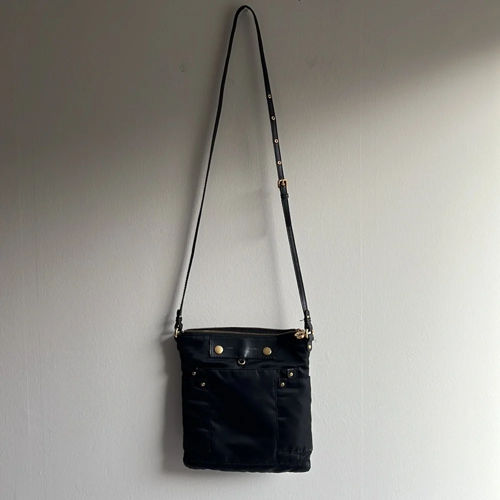 Marc by Marc Jacobs black nylon crossbody bag with gold toned hardware